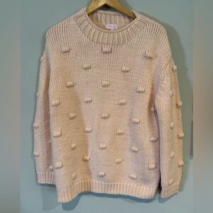 Pink Lily‎ Soft Pink Sweater Size M Knit Scalloped